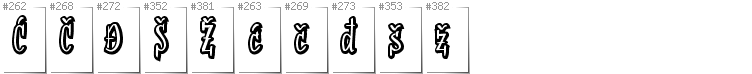 Bosnian - Additional glyphs in font SudegnakNo2