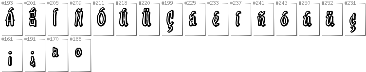 Spanish - Additional glyphs in font SudegnakNo2