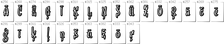Latvian - Additional glyphs in font SudegnakNo2