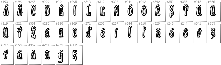 Slovakian - Additional glyphs in font SudegnakNo2