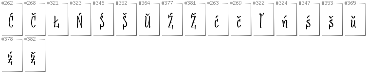 Belarusan Lacinka - Additional glyphs in font SudegnakNo3