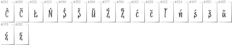 Belarusan Lacinka - Additional glyphs in font SudegnakNo3