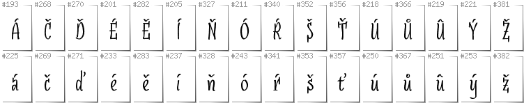 Tschechisch - Zusätzliche Zeichen in der Schrift SudegnakNo3