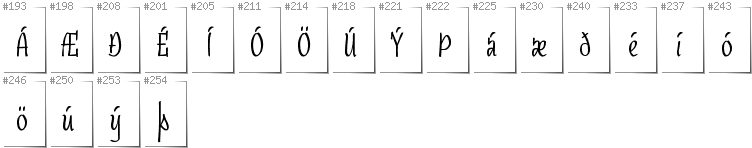 Icelandic - Additional glyphs in font SudegnakNo3