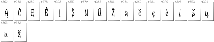 Lithuanian - Additional glyphs in font SudegnakNo3