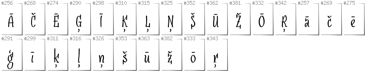Latvian - Additional glyphs in font SudegnakNo3