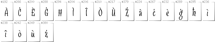 Maltese - Additional glyphs in font SudegnakNo3