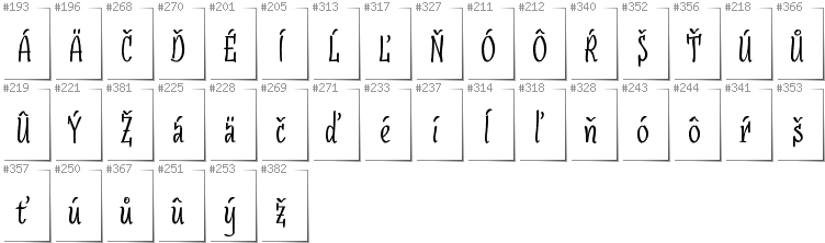 Slowakisch - Zusätzliche Zeichen in der Schrift SudegnakNo3