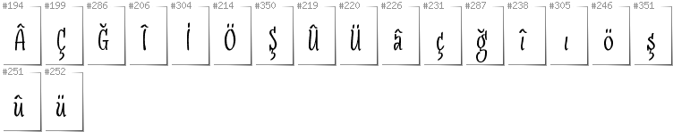 Turkish - Additional glyphs in font SudegnakNo3