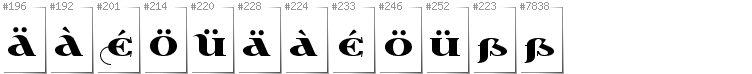 German - Additional glyphs in font Wabroye