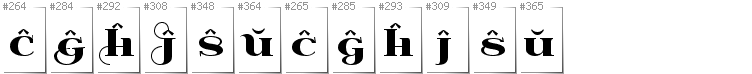 Esperanto - Additional glyphs in font Wabroye