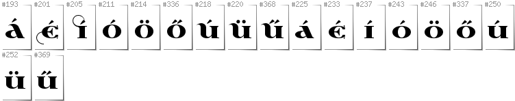 Hungarian - Additional glyphs in font Wabroye