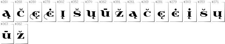 Lithuanian - Additional glyphs in font Wabroye