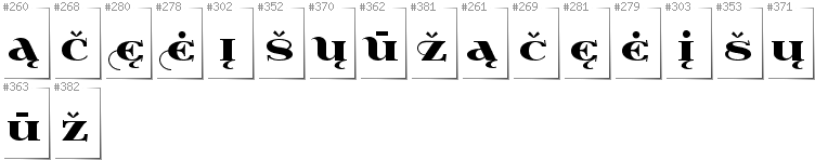 Litauisch - Zusätzliche Zeichen in der Schrift Wabroye