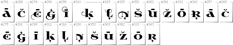 Latvian - Additional glyphs in font Wabroye