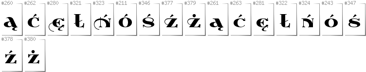 Polish - Additional glyphs in font Wabroye