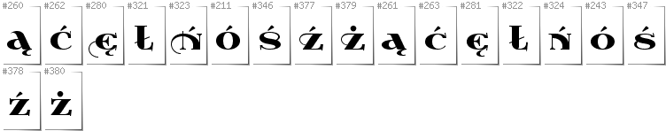 Polski - Dodatkowe glify w foncie Wabroye