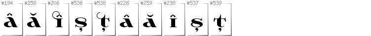 Romanian - Additional glyphs in font Wabroye