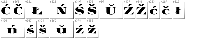 Belarusan Lacinka - Additional glyphs in font Yokawerad