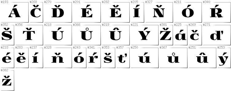 Czech - Additional glyphs in font Yokawerad