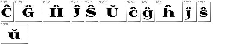 Esperanto - Additional glyphs in font Yokawerad