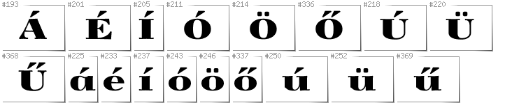 Hungarian - Additional glyphs in font Yokawerad