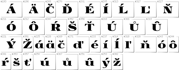 Slovakian - Additional glyphs in font Yokawerad