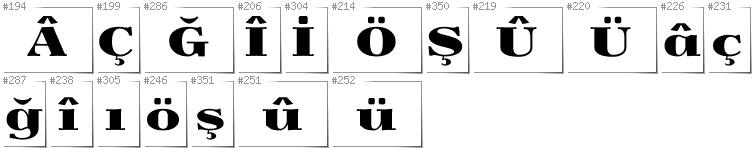 Turkish - Additional glyphs in font Yokawerad