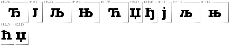 Serbian Cyrillic - Additional glyphs in font Zantroke