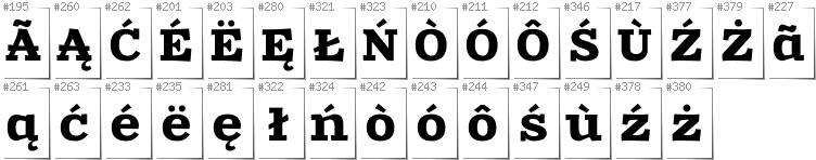 Kashubian - Additional glyphs in font Zantroke