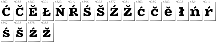 Lower Sorbian - Additional glyphs in font Zantroke