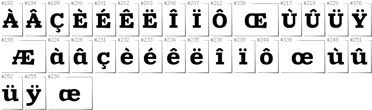 French - Additional glyphs in font Zantroke