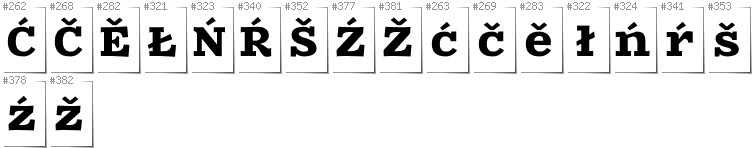 Upper Sorbian - Additional glyphs in font Zantroke