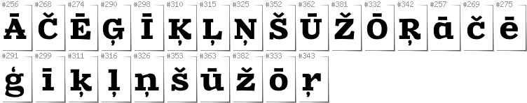 Latvian - Additional glyphs in font Zantroke