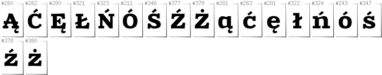 Polish - Additional glyphs in font Zantroke