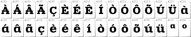 Portugese - Additional glyphs in font Zantroke