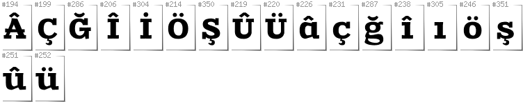 Türkisch - Zusätzliche Zeichen in der Schrift Zantroke