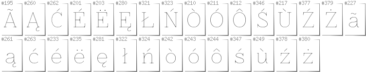 Kashubian - Additional glyphs in font Znikomit