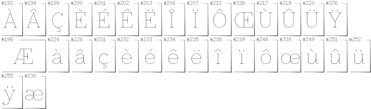 French - Additional glyphs in font Znikomit