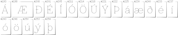 Islandzki - Dodatkowe glify w foncie Znikomit