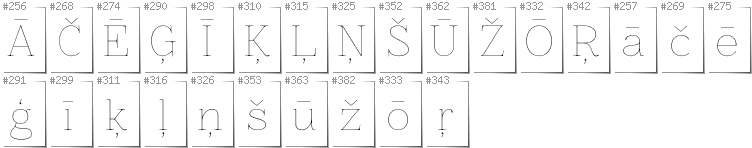 Latvian - Additional glyphs in font Znikomit