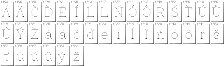 Slovakian - Additional glyphs in font Znikomit