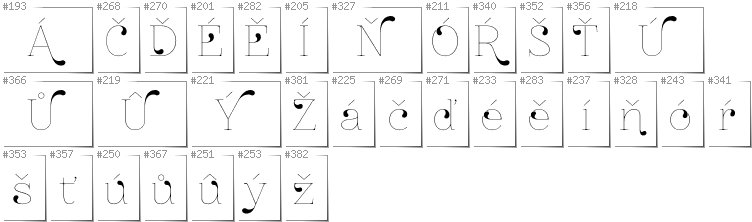 Tschechisch - Zusätzliche Zeichen in der Schrift ZnikomitNo24