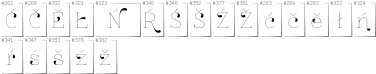 Lower Sorbian - Additional glyphs in font ZnikomitNo24