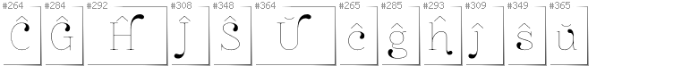 Esperanto - Additional glyphs in font ZnikomitNo24
