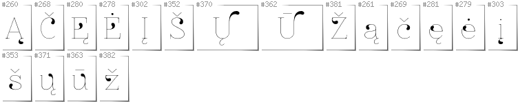 Litewski - Dodatkowe glify w foncie ZnikomitNo24