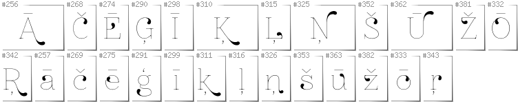 Lettisch - Zusätzliche Zeichen in der Schrift ZnikomitNo24