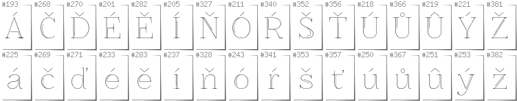 Tschechisch - Zusätzliche Zeichen in der Schrift ZnikomitNo25