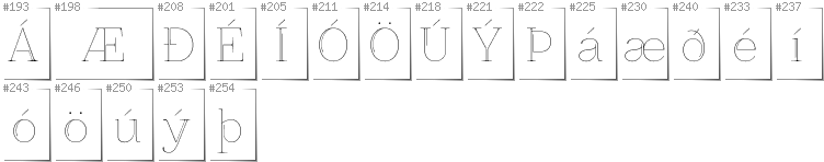 Icelandic - Additional glyphs in font ZnikomitNo25