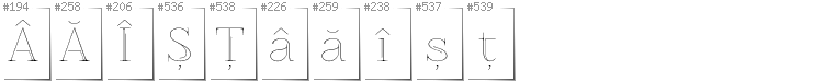 Romanian - Additional glyphs in font ZnikomitNo25